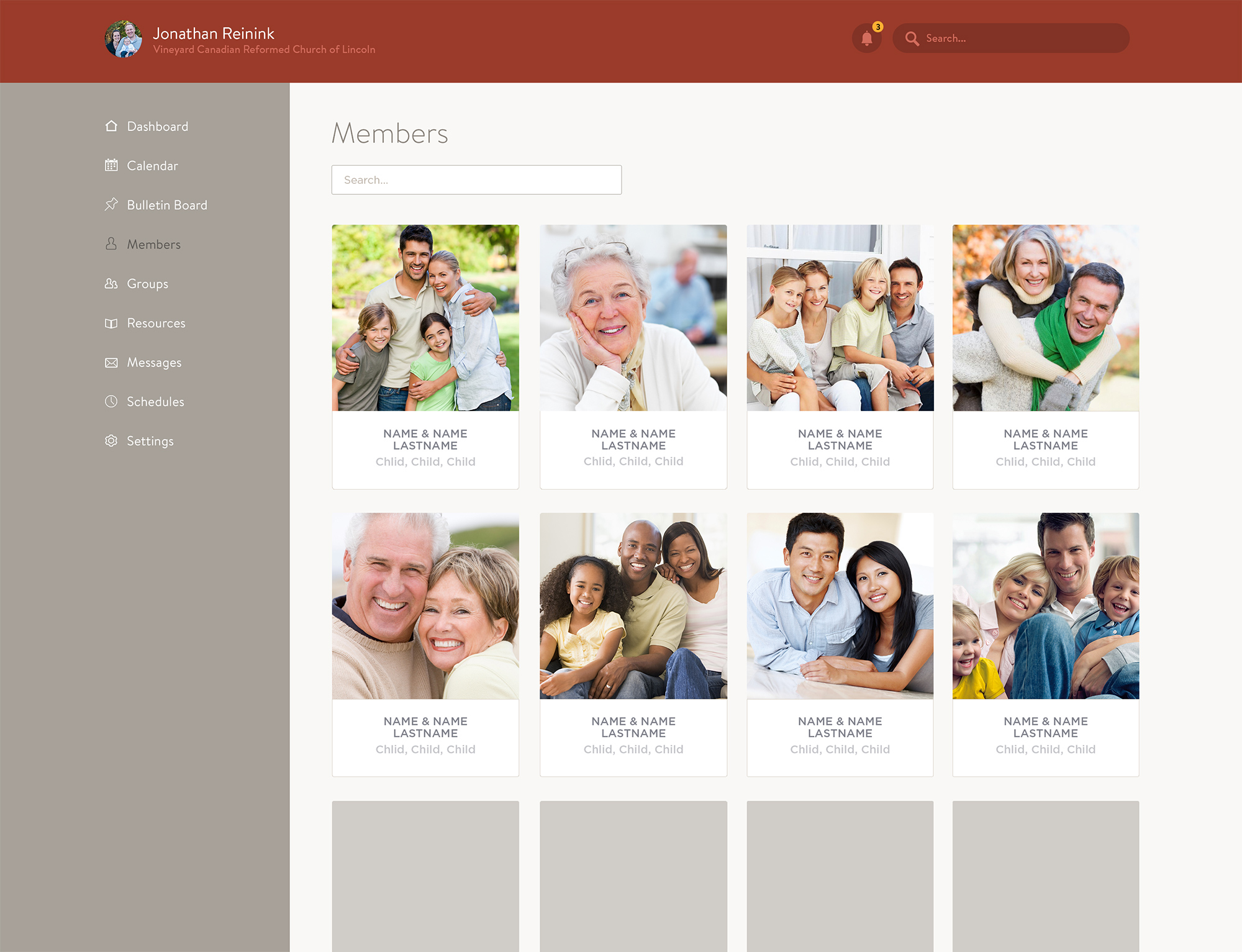 Screenshot of the Church Social redesign