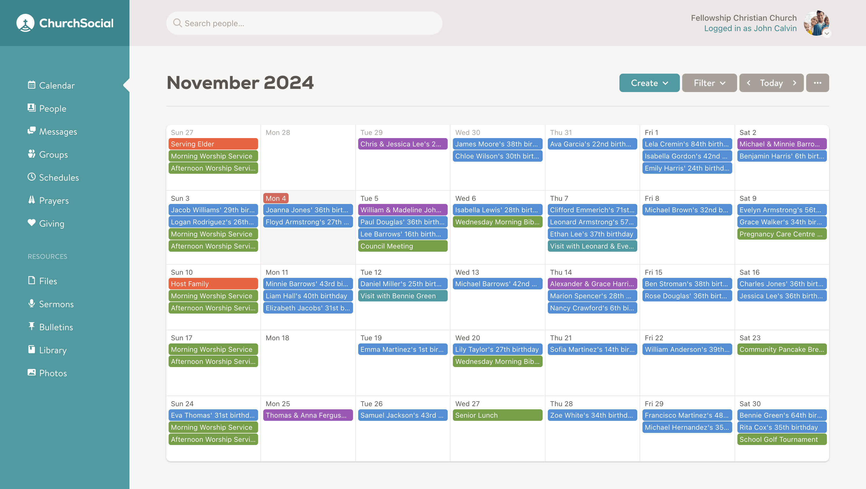 Church Social Media Calendar Template